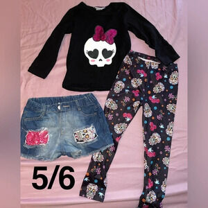 Cute Skulls 3 piece set. Girls size 5/6. New